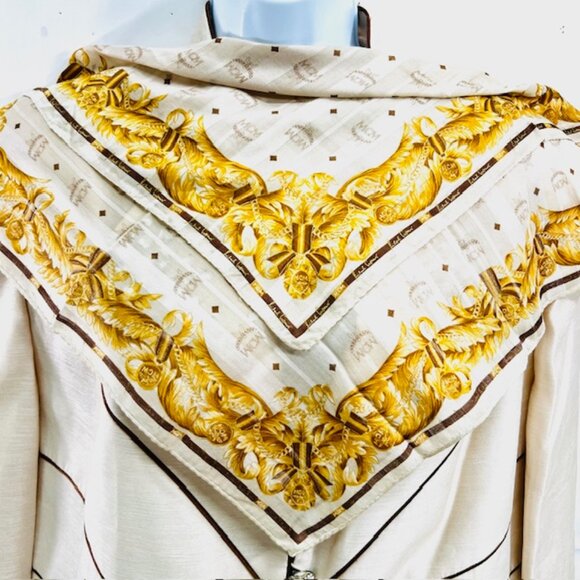 MCM Accessories - Unused MCM  for men and women, Miniscarf/Handker 19" Silk/Cotton Gold Beige(98